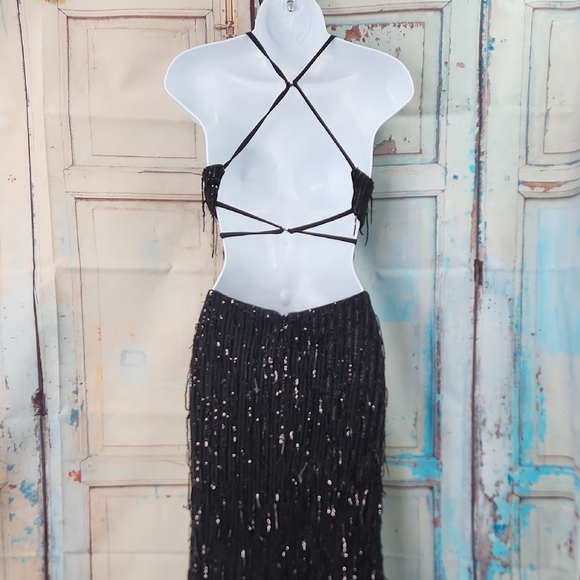 LA FEMME Maxi Sequin Cutout Open Back Dress 28609 - Picture 3 of 10